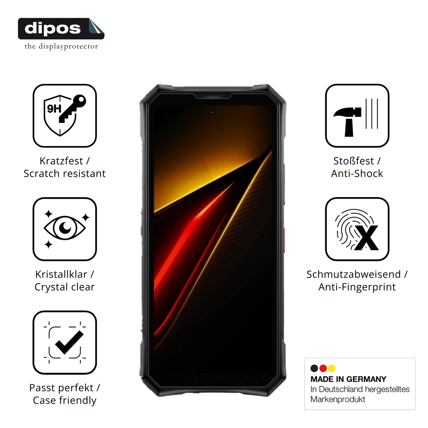 Displayschutz hergestellt in Deutschland, höchste Qualität made in Germany
