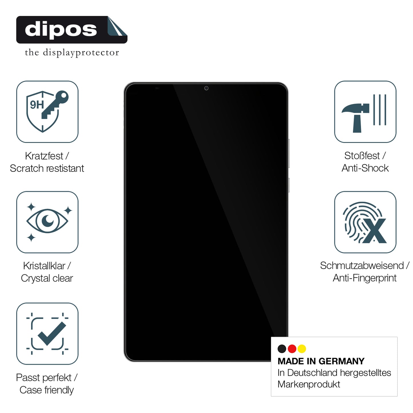 Displayschutz hergestellt in Deutschland, höchste Qualität made in Germany
