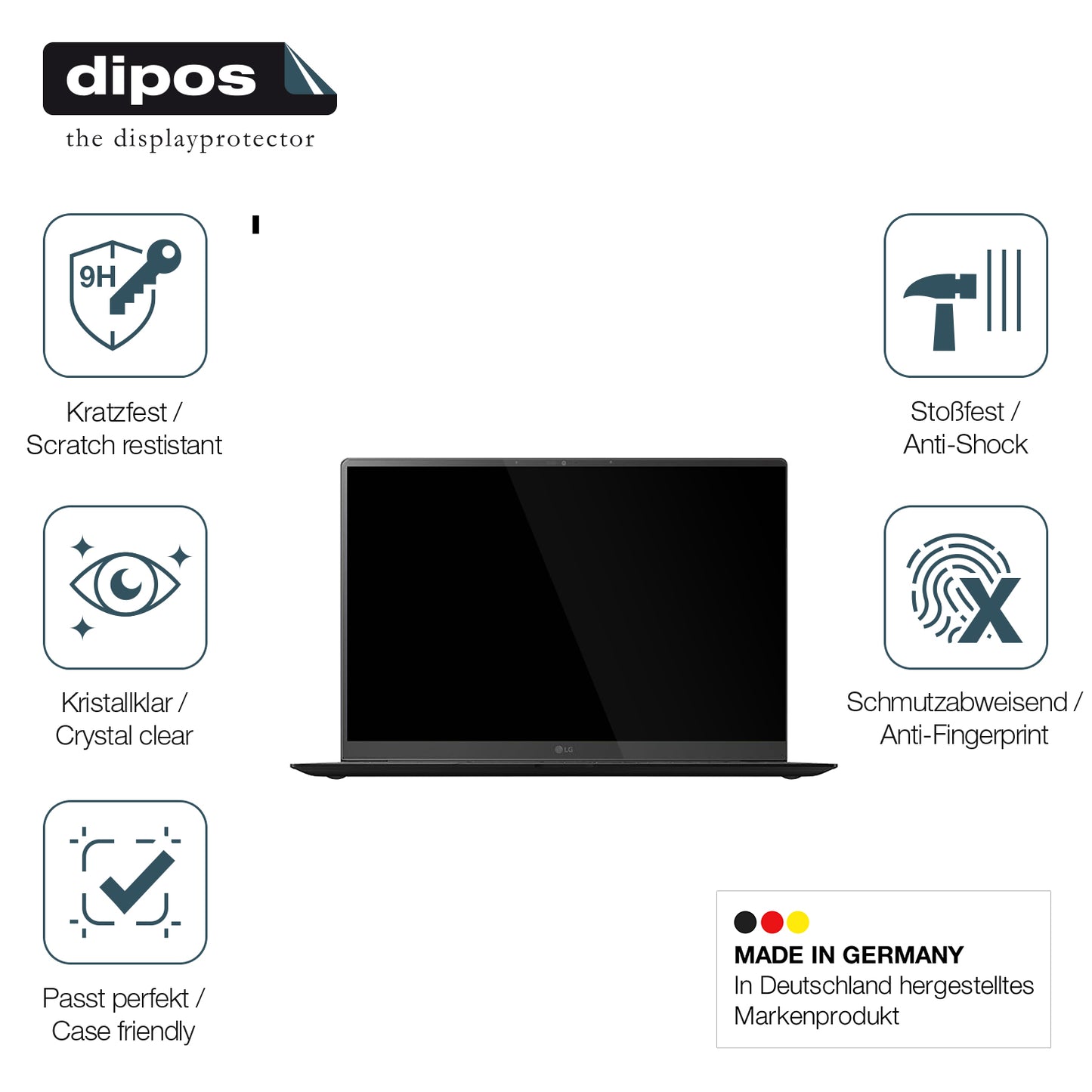 Displayschutz hergestellt in Deutschland, höchste Qualität made in Germany