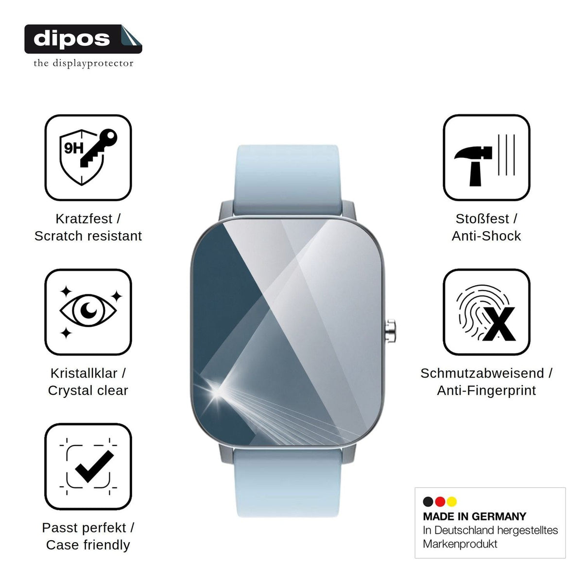 2x Screen Protector for Mopuea Smartwatch 1.4 Flexible Glass 9H dipos