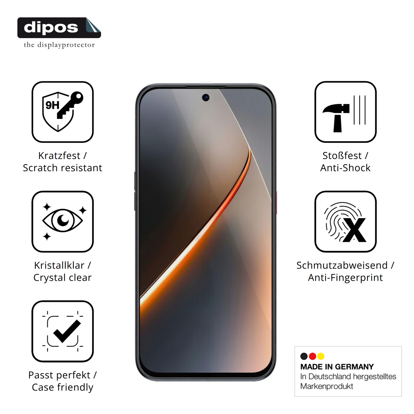 Displayschutz hergestellt in Deutschland, höchste Qualität made in Germany
