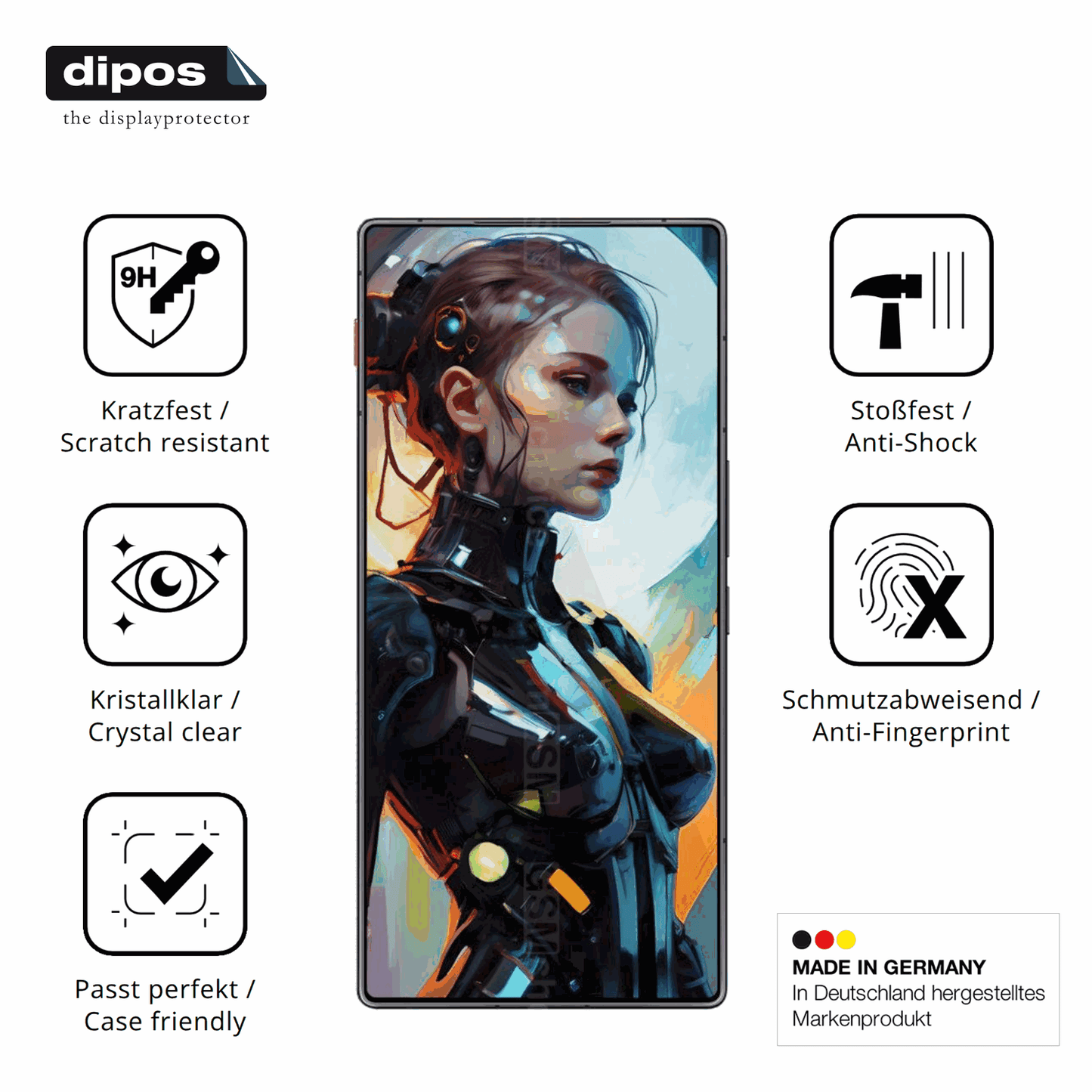 Displayschutz hergestellt in Deutschland, höchste Qualität made in Germany