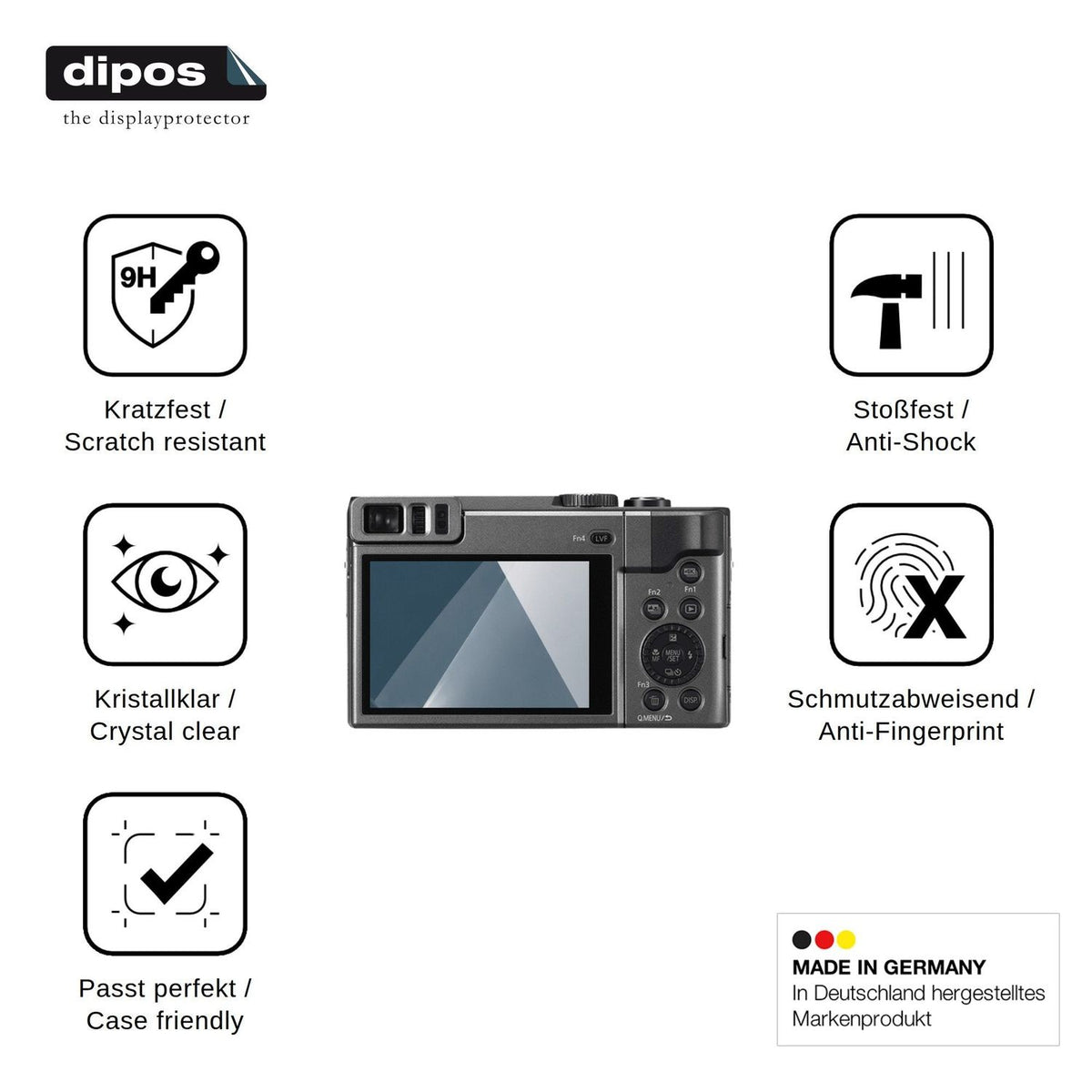 2x Screen Protector for Panasonic Lumix DC-TZ90 Flexible Glass 9H dipos