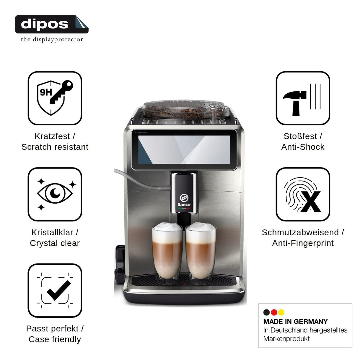 2x Screen Protector for Philips Saeco Xelsis Deluxe Flexible Glass 9H dipos