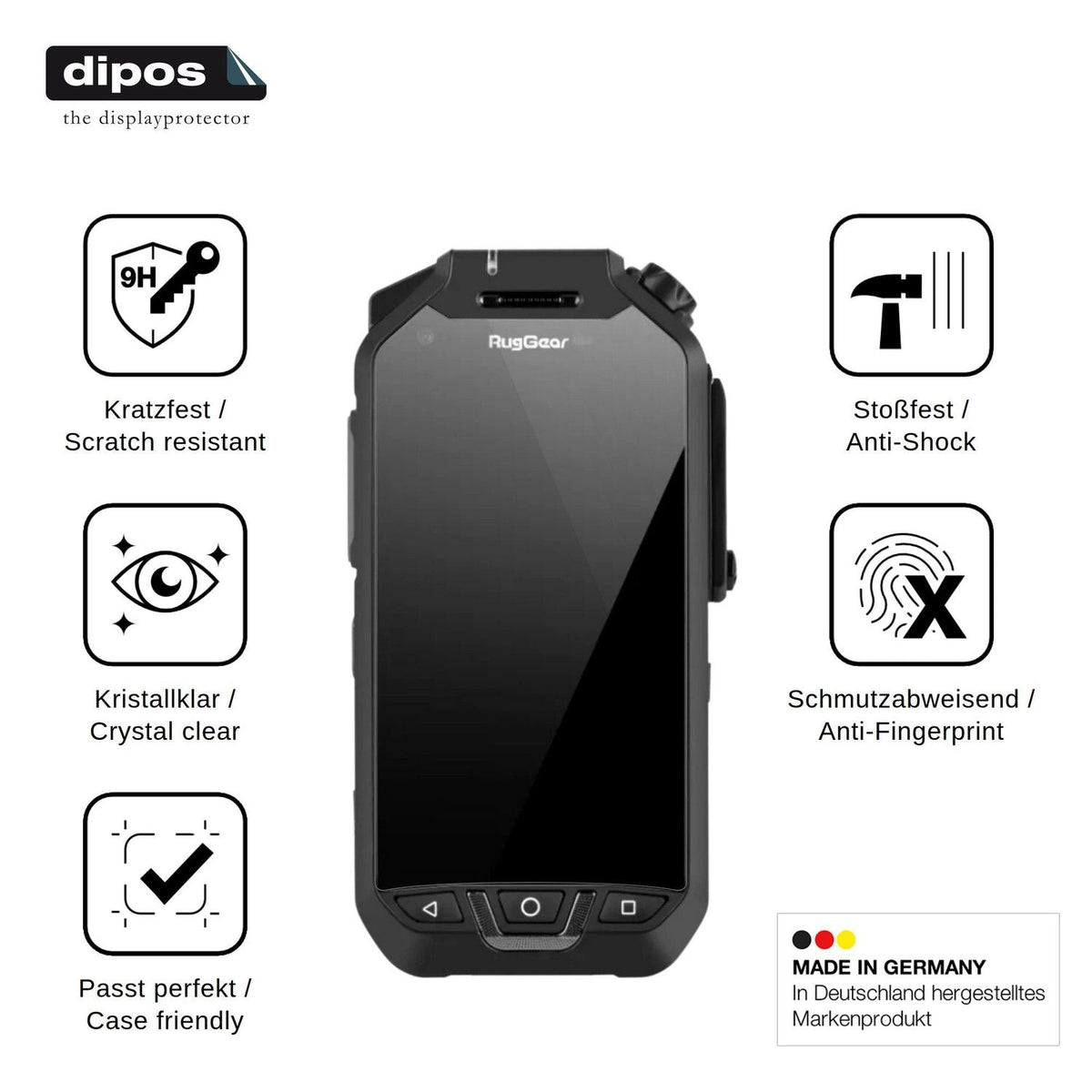 2x Screen Protector for RugGear RG750 Flexible Glass 9H dipos