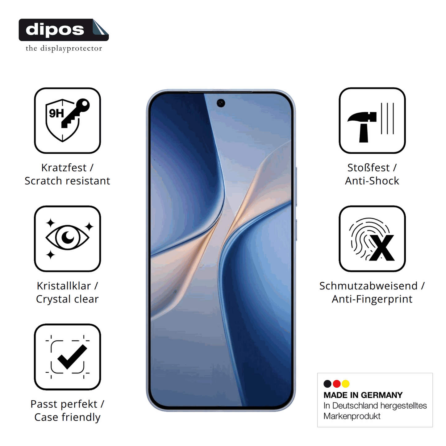 Displayschutz hergestellt in Deutschland, höchste Qualität made in Germany
