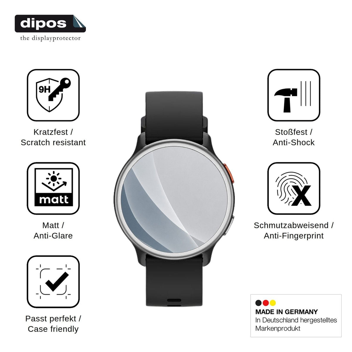 2x Screen Protector for aeac 1.27 Smartwatch matte Flexible Glass 9H dipos