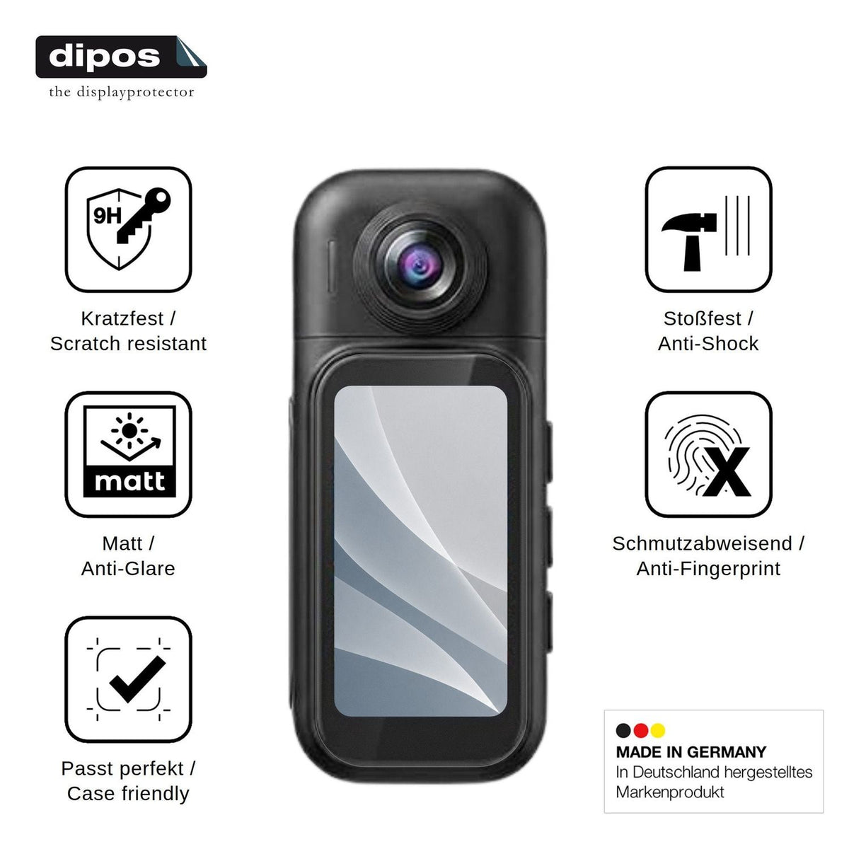 2x Screen Protector for AIKER H91 Action Cam matte Flexible Glass 9H dipos
