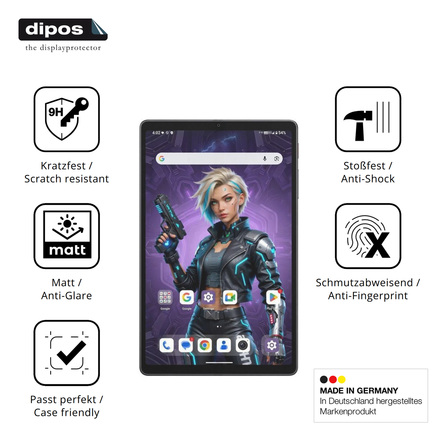 Displayschutz hergestellt in Deutschland, höchste Qualität made in Germany