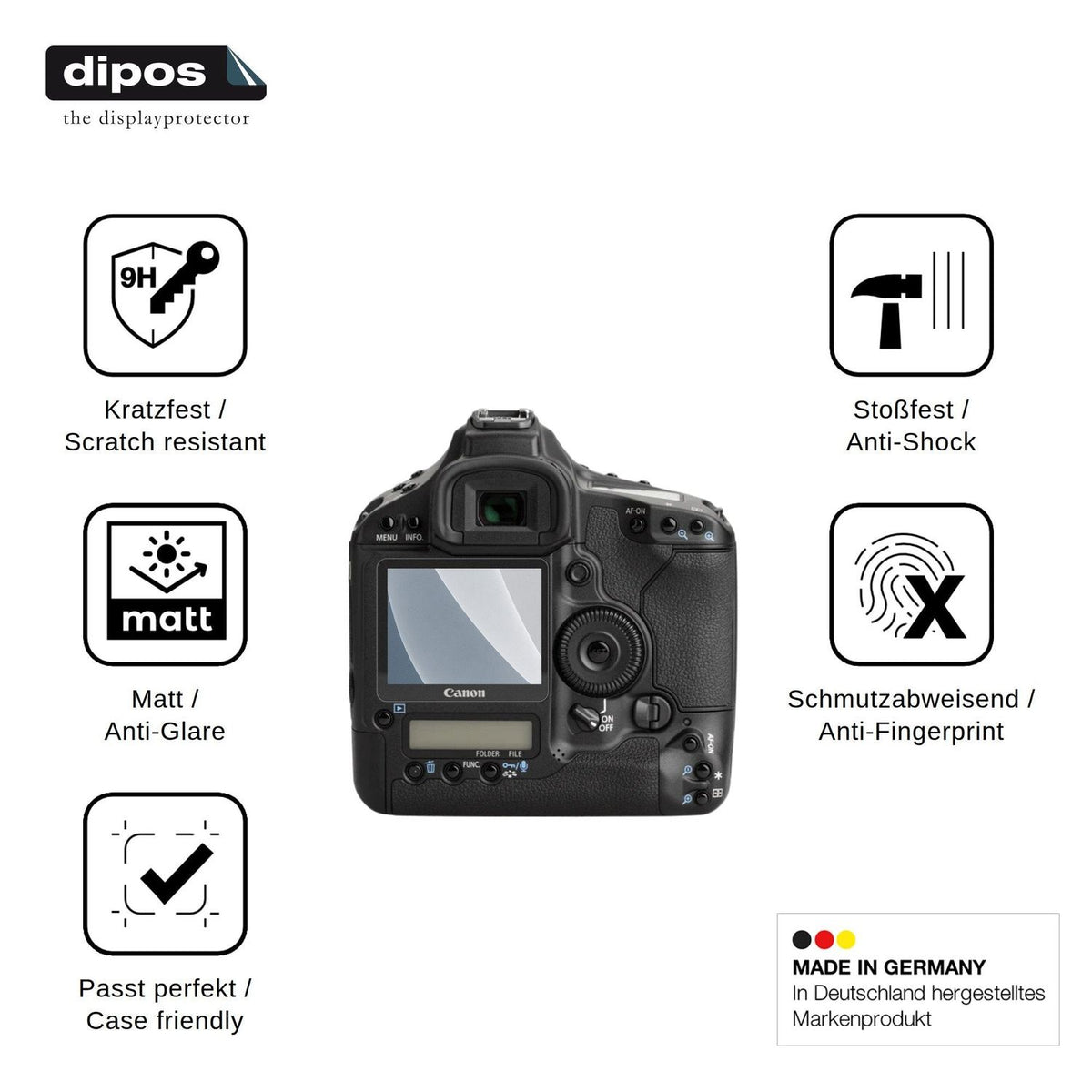 2x Screen Protector for Canon EOS 1D 1Ds 1Dn matte Flexible Glass 9H dipos