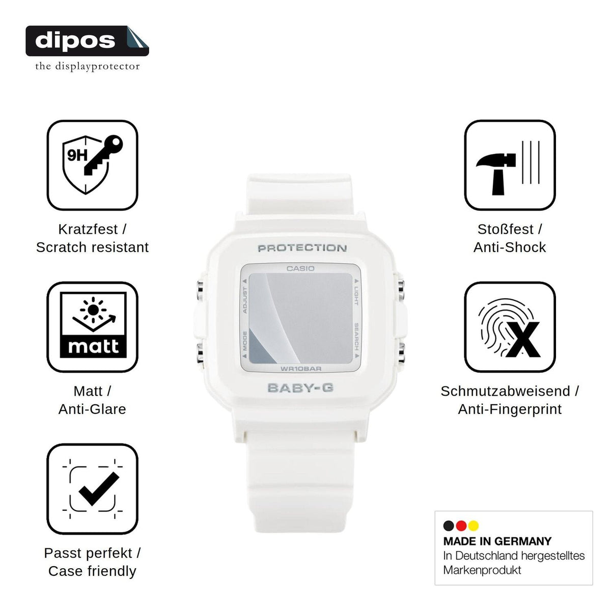 2x Screen Protector for Casio Baby-G BGD-10 matte Flexible Glass 9H dipos