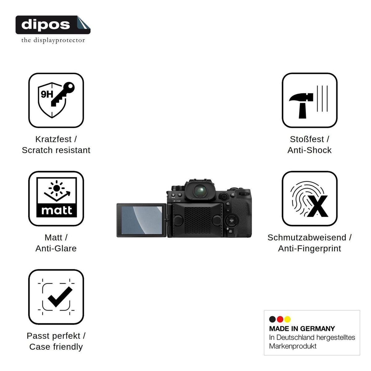2x Screen Protector for Fujifilm X-H2 matte Flexible Glass 9H dipos