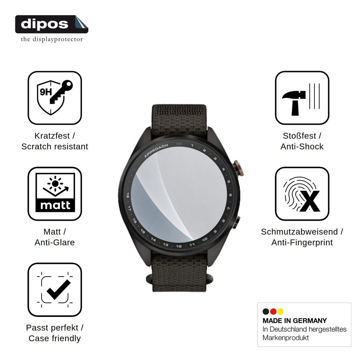 2x Screen Protector for Garmin Approach S72 matte Flexible Glass 9H dipos