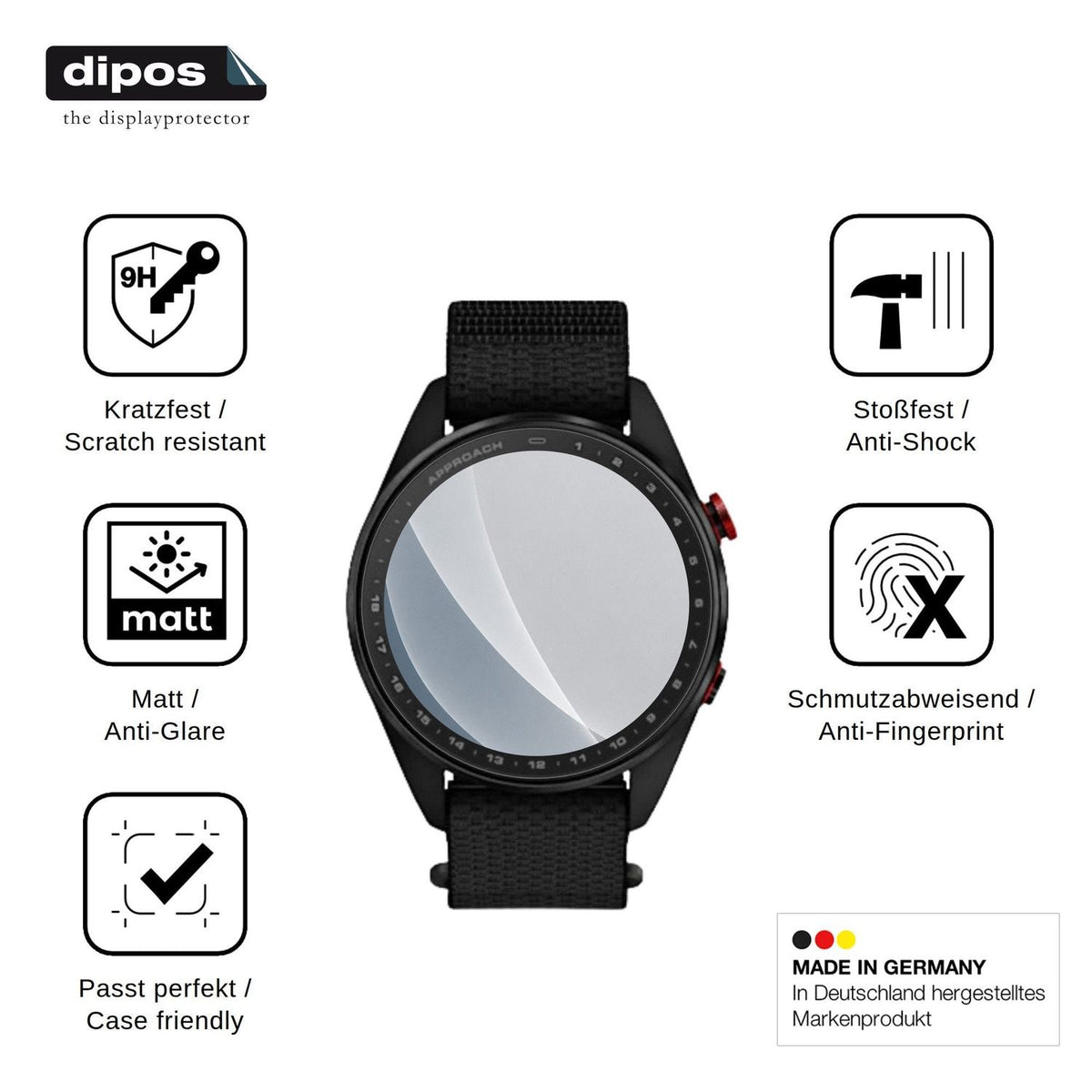 2x Screen Protector for Garmin Approach S72 47mm matte Flexible Glass 9H dipos