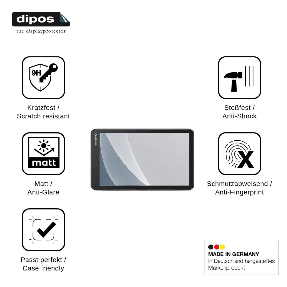 2x Screen Protector for Garmin CamperCam 795 matte Flexible Glass 9H dipos