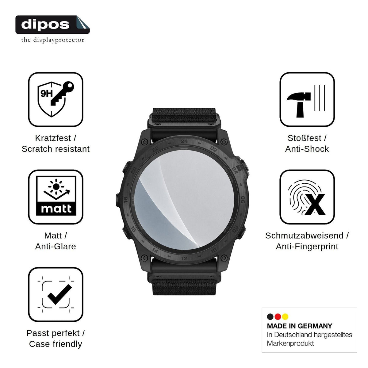 2x Screen Protector for Garmin tactix 7 Pro Ballistics Edition matte Flexible Glass 9H dipos