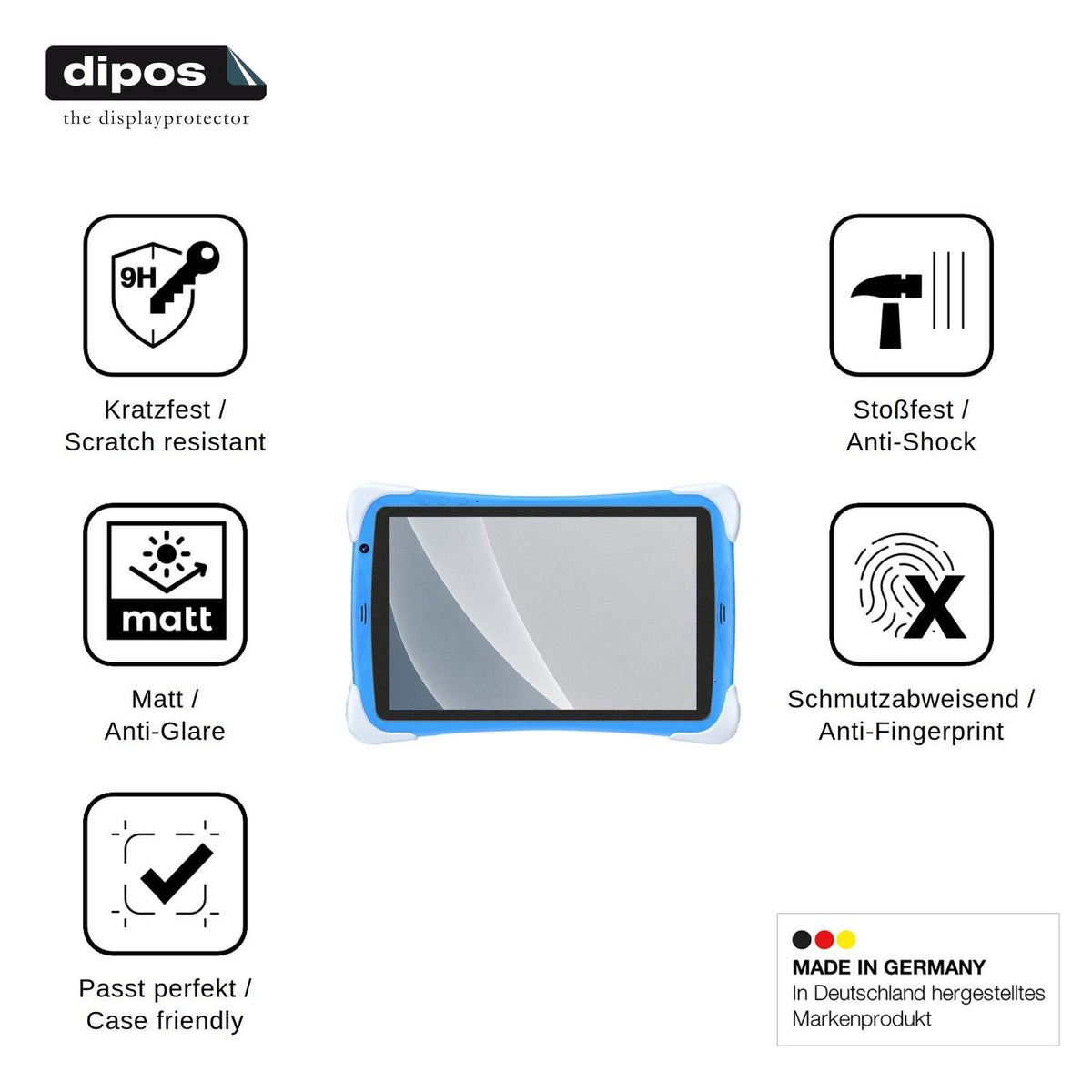 2x Screen Protector for Gezoon Kinder Tab 10 matte Flexible Glass 9H dipos
