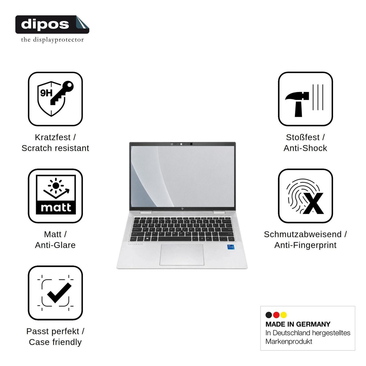 2x Screen Protector for HP EliteBook x360 1030 G8 13.3 matte Flexible Glass 9H dipos