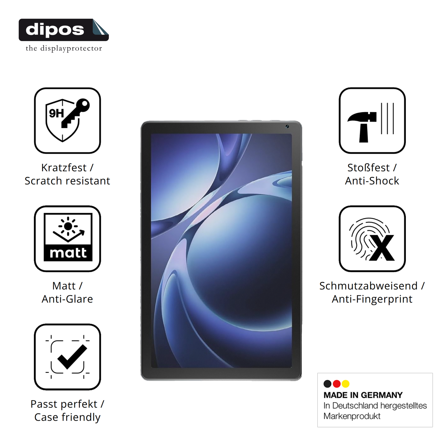 Displayschutz hergestellt in Deutschland, höchste Qualität made in Germany