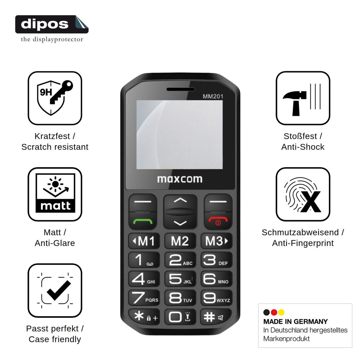 2x Screen Protector for MaxCom MM201 matte Flexible Glass 9H dipos
