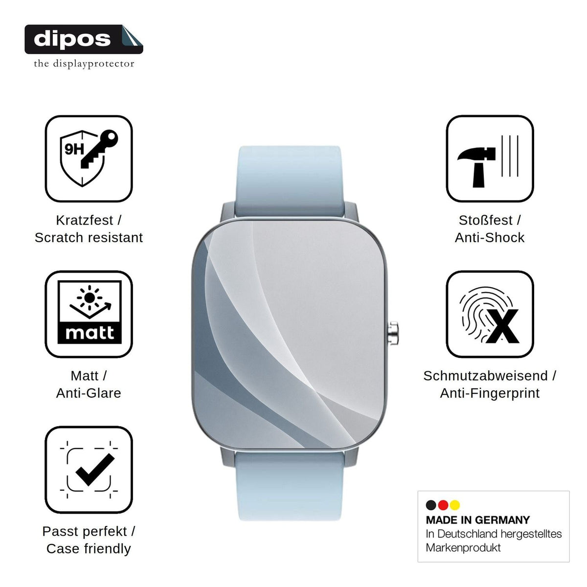 2x Screen Protector for Mopuea Smartwatch 1.4 matte Flexible Glass 9H dipos