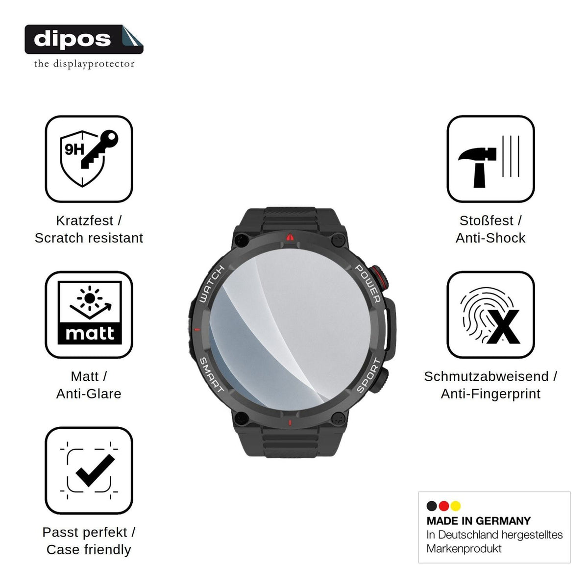2x Screen Protector for Neow W-Watch 1.39 matte Flexible Glass 9H dipos