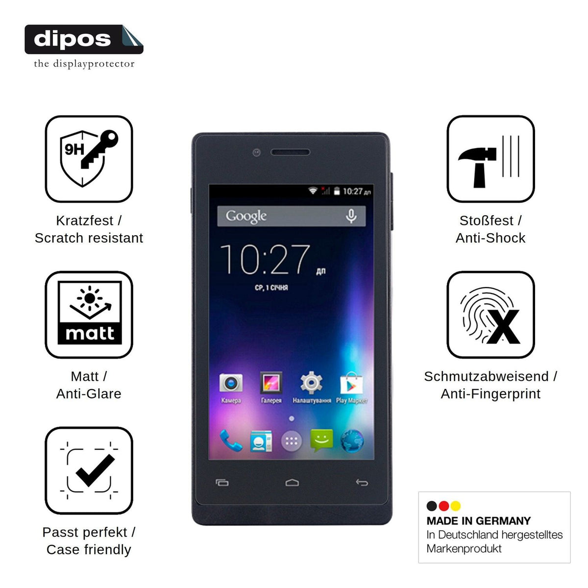 2x Screen Protector for Nomi i400 Beat matte Flexible Glass 9H dipos