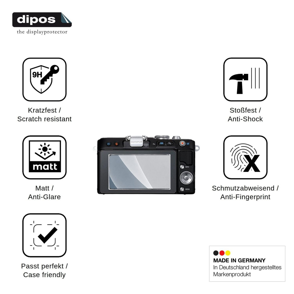 2x Screen Protector for Olympus Pen E-PL3 matte Flexible Glass 9H dipos