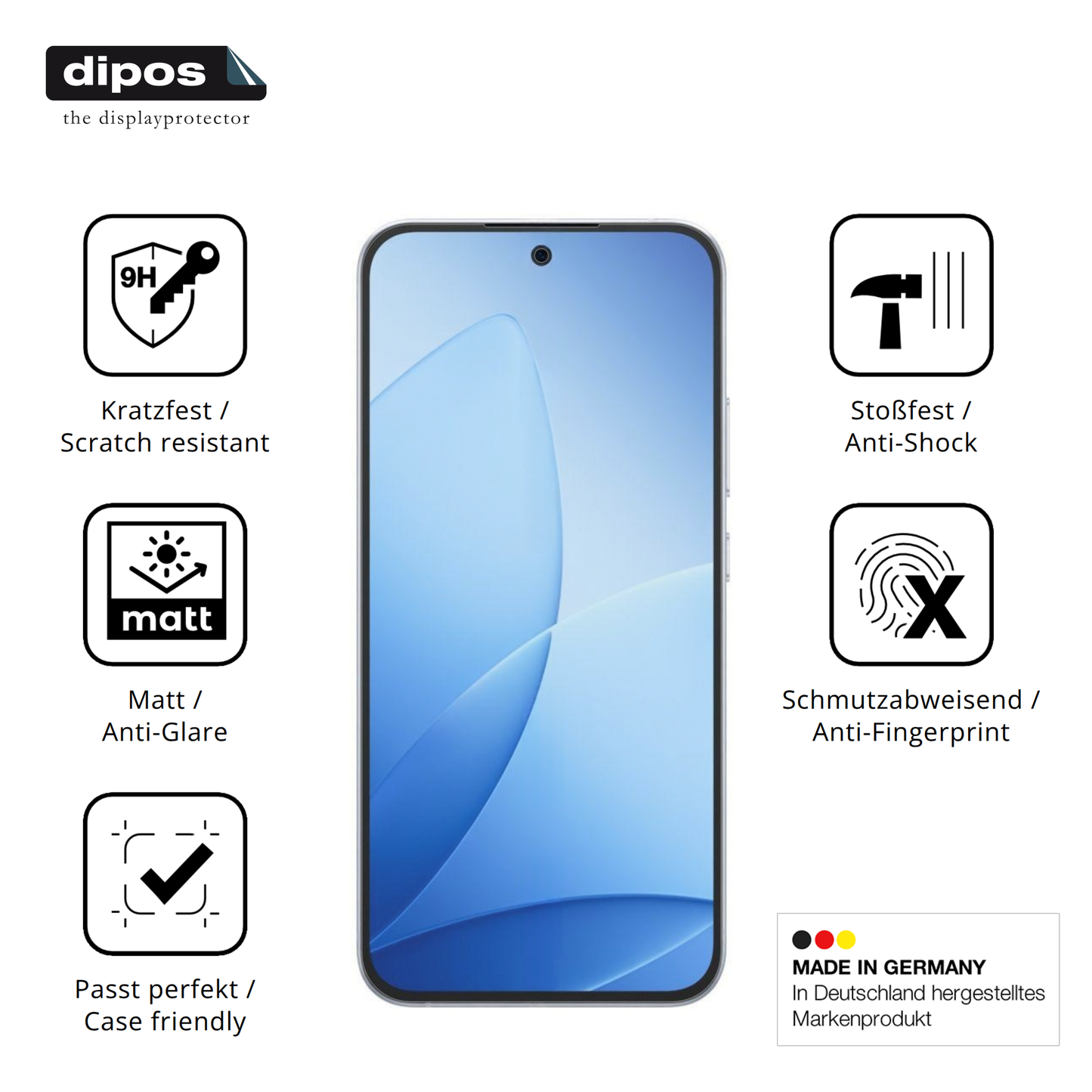 Displayschutz hergestellt in Deutschland, höchste Qualität made in Germany