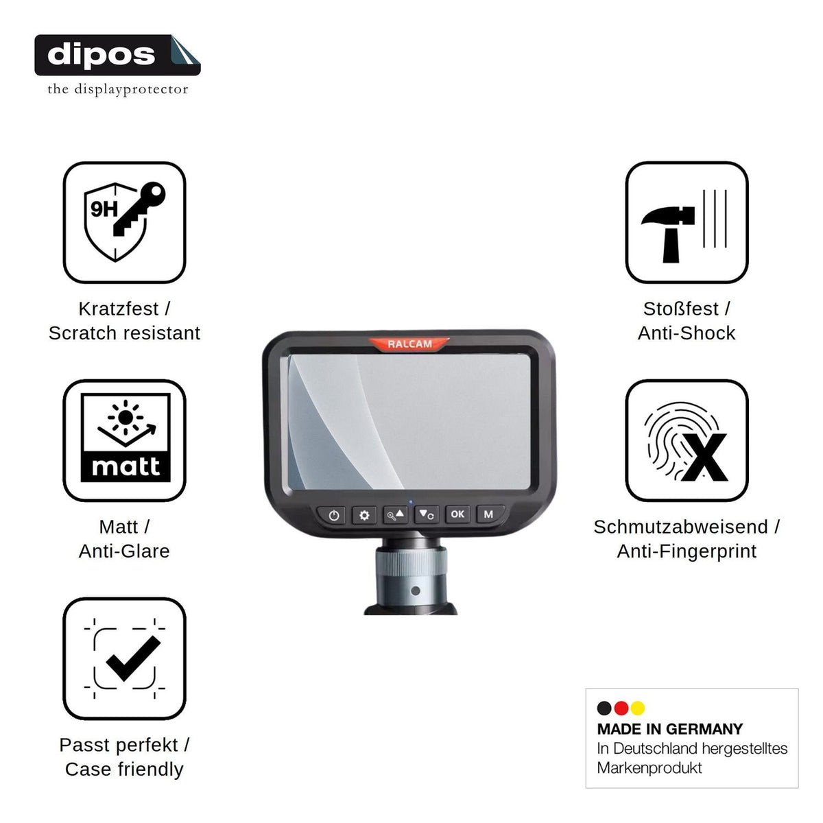 2x Screen Protector for Ralcam Endoscope Camera 5 matte Flexible Glass 9H dipos