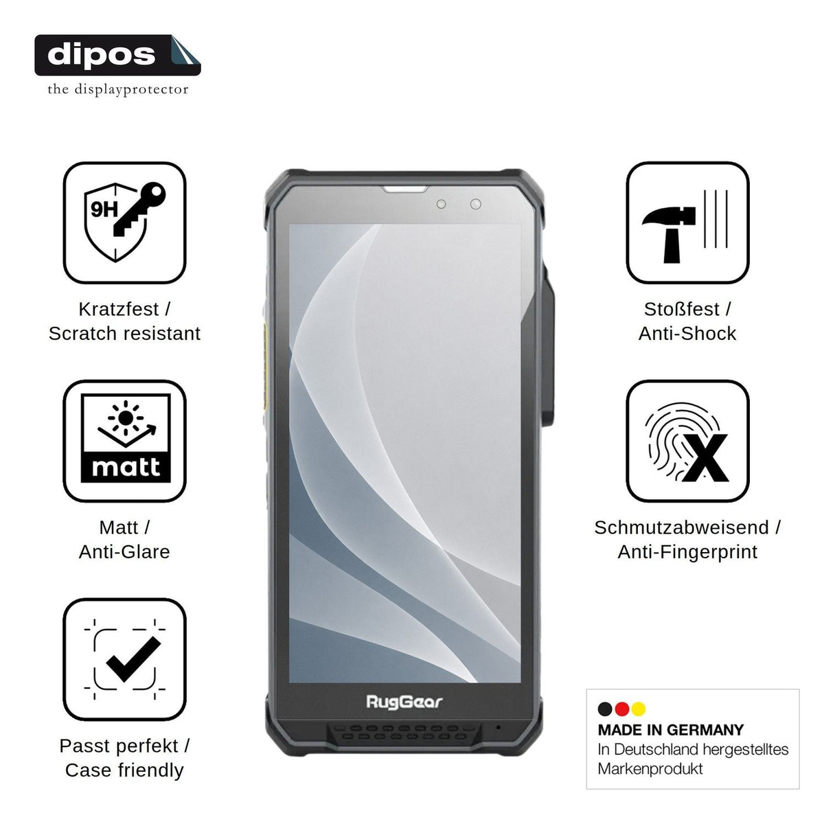 2x Screen Protector for RugGear RG880i matte Flexible Glass 9H dipos