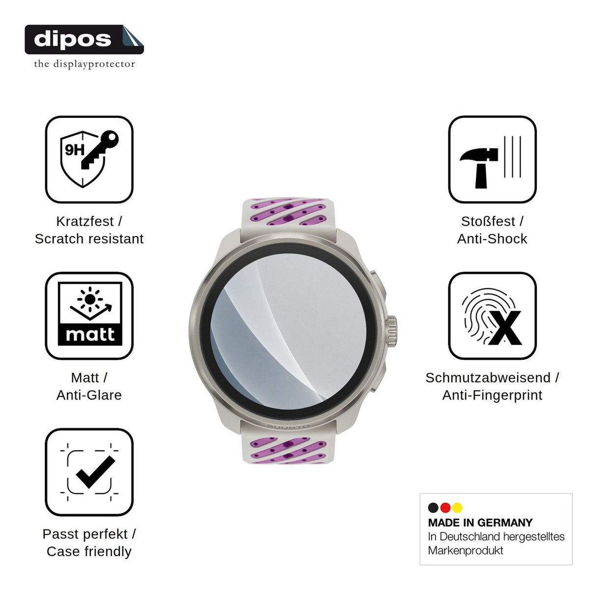 2x Screen Protector for Suunto Race 3S matte Flexible Glass 9H dipos