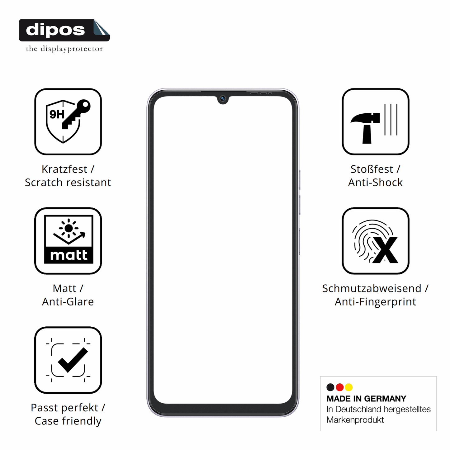 Displayschutz hergestellt in Deutschland, höchste Qualität made in Germany