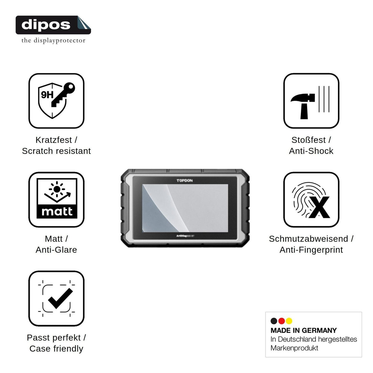 2x Screen Protector for Topdon ArtiDiag 900 BT matte Flexible Glass 9H dipos