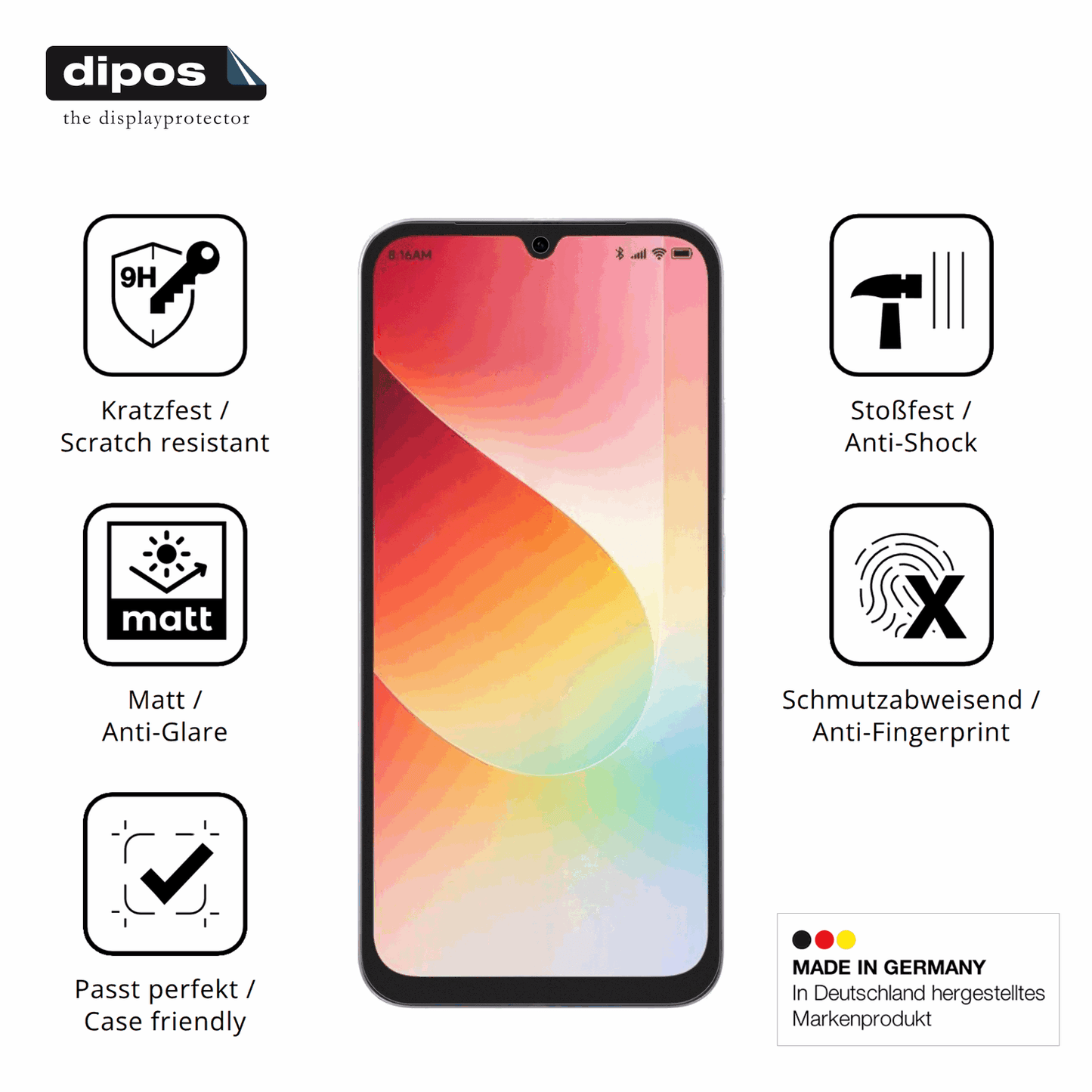 Displayschutz hergestellt in Deutschland, höchste Qualität made in Germany