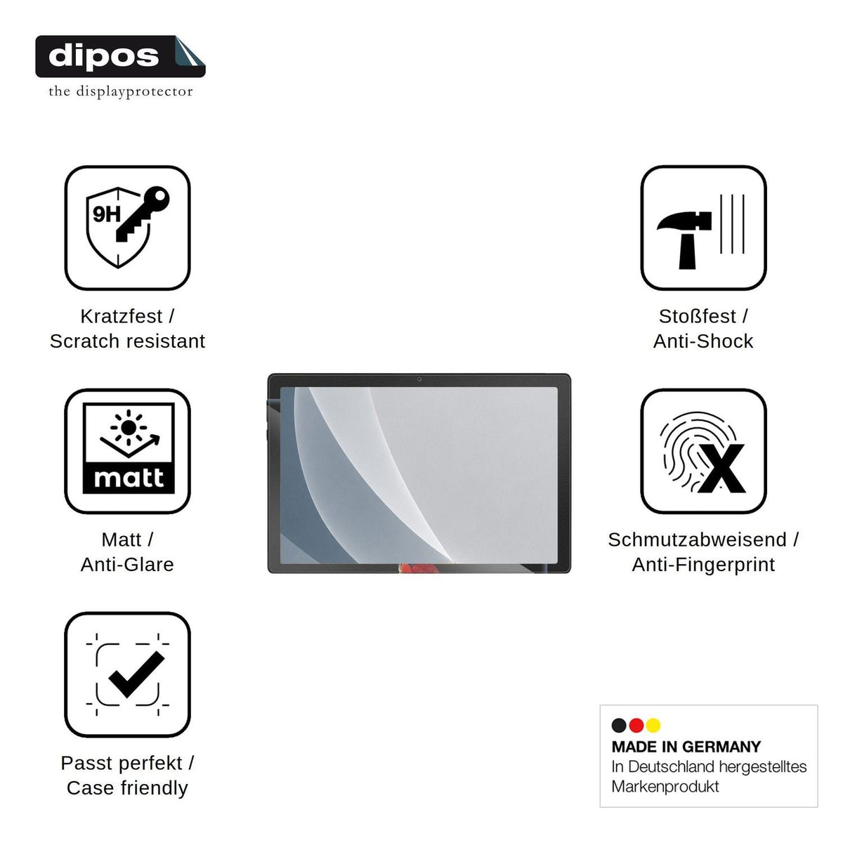 2x Screen Protector for Yicty Android 14 Tablet 10,1 Inch matte Flexible Glass 9H dipos