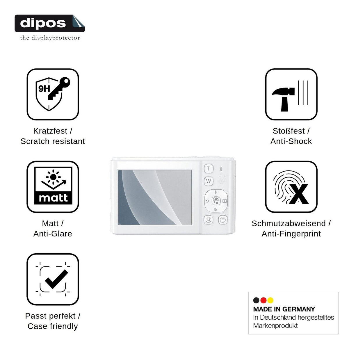 2x Screen Protector for Zostuic Digitalkamera 8K 96MP matte Flexible Glass 9H dipos