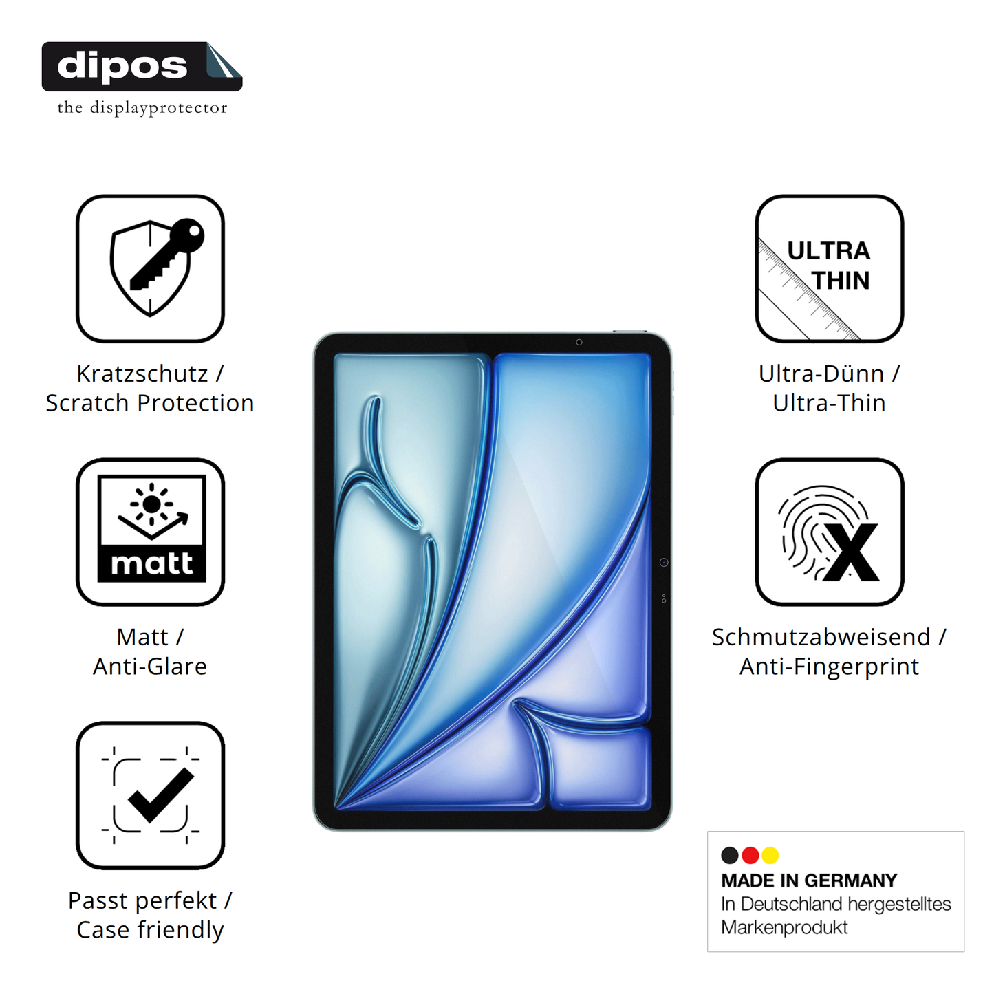 Displayschutz hergestellt in Deutschland, höchste Qualität made in Germany