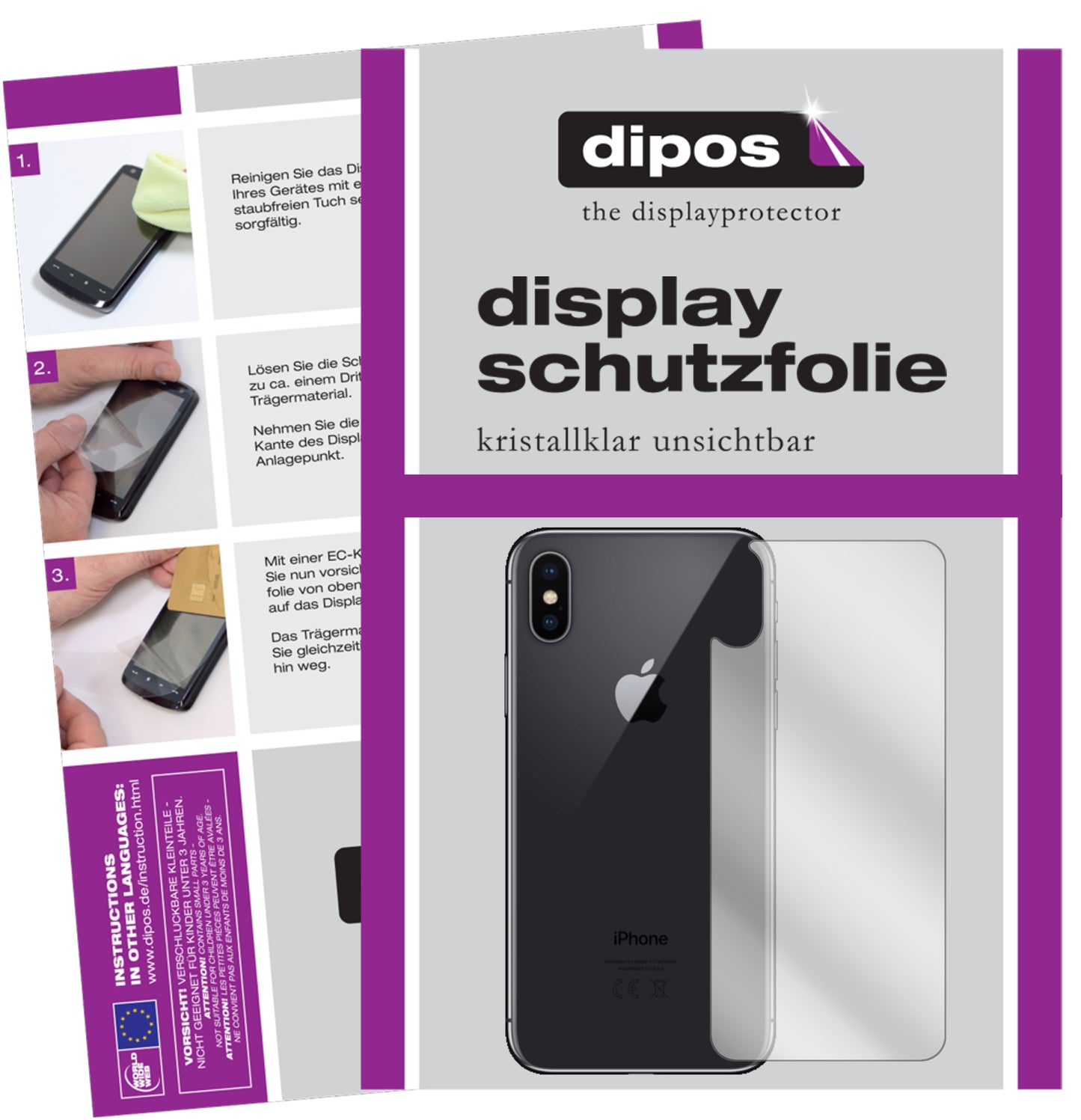 Kristallklare, dünne Schutzfolie: Kratzfest & passgenau für Apple-iPhone XS Rückseite