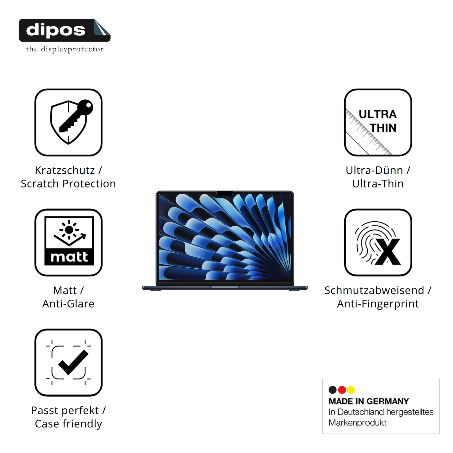 Displayschutz hergestellt in Deutschland, höchste Qualität made in Germany