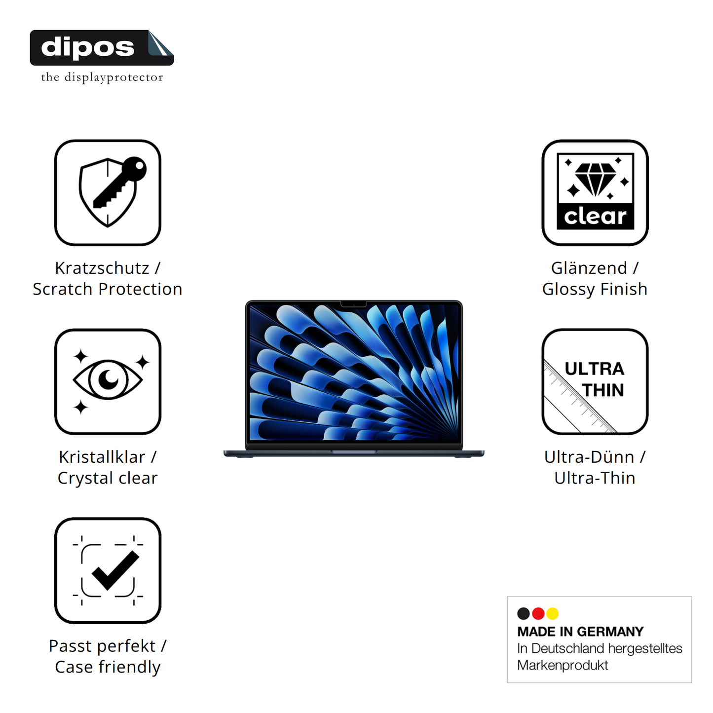 Displayschutz hergestellt in Deutschland, höchste Qualität made in Germany
