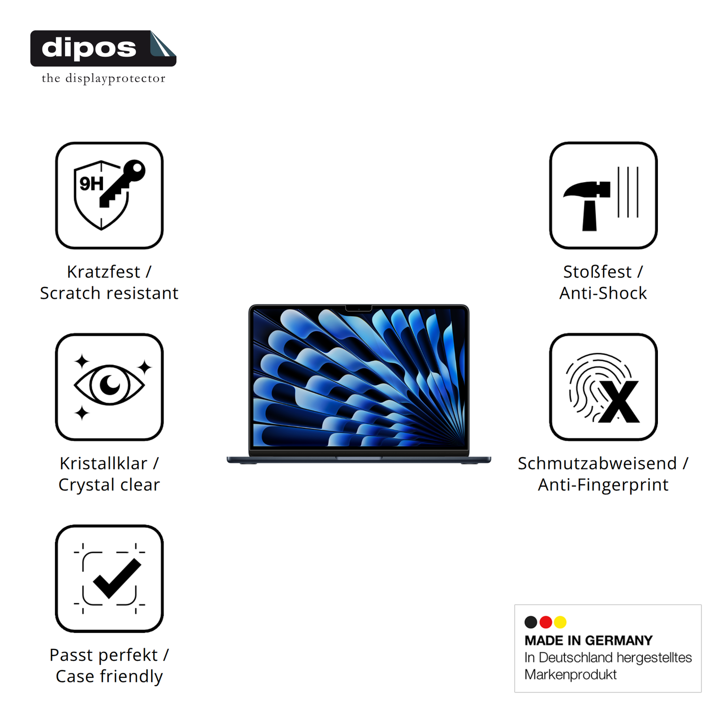 Displayschutz hergestellt in Deutschland, höchste Qualität made in Germany