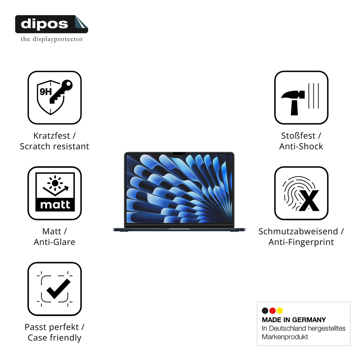 Displayschutz hergestellt in Deutschland, höchste Qualität made in Germany