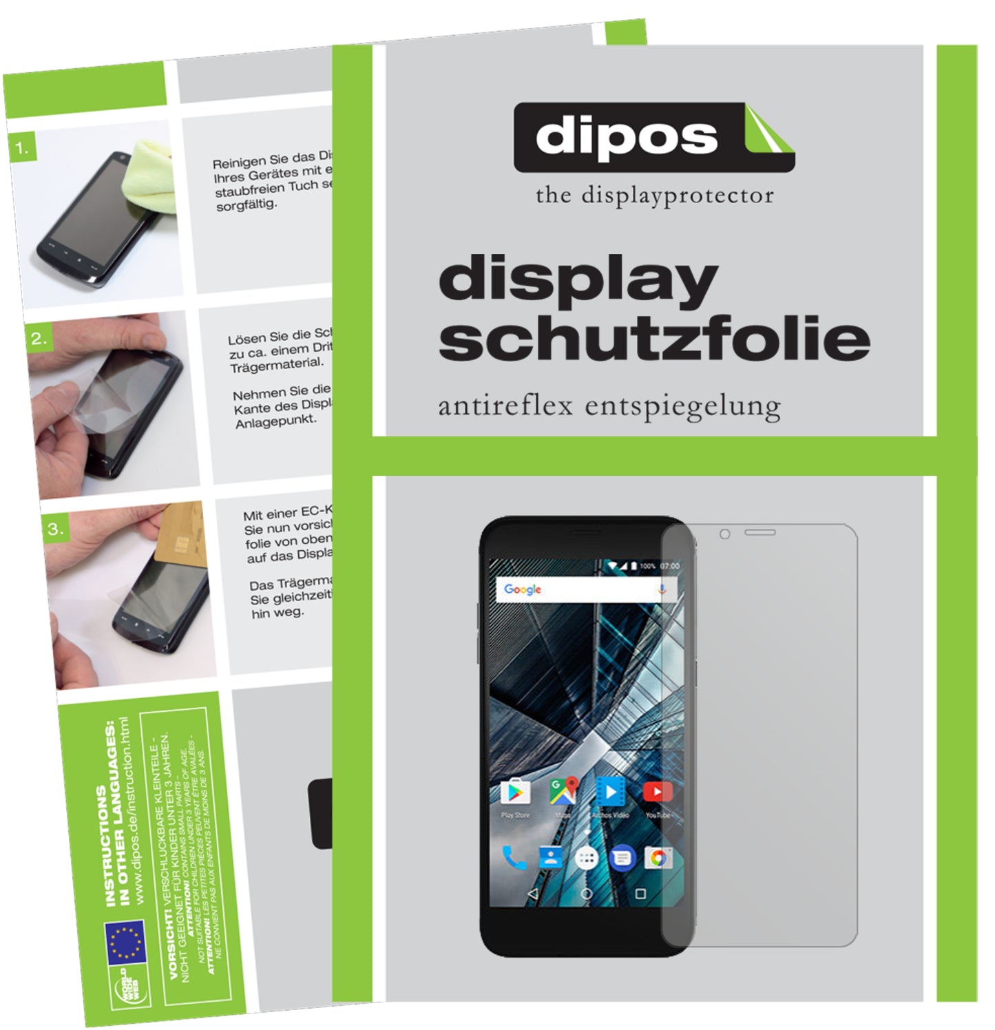 Mattes Panzerglas: Entspiegelte, dünne Folie, Fingerabdruckresistenz und Bildschirmschutz für Archos-Sense 50 DC