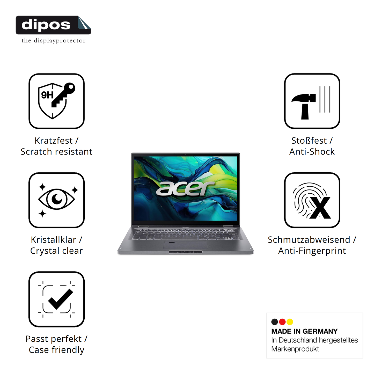 Displayschutz hergestellt in Deutschland, höchste Qualität made in Germany