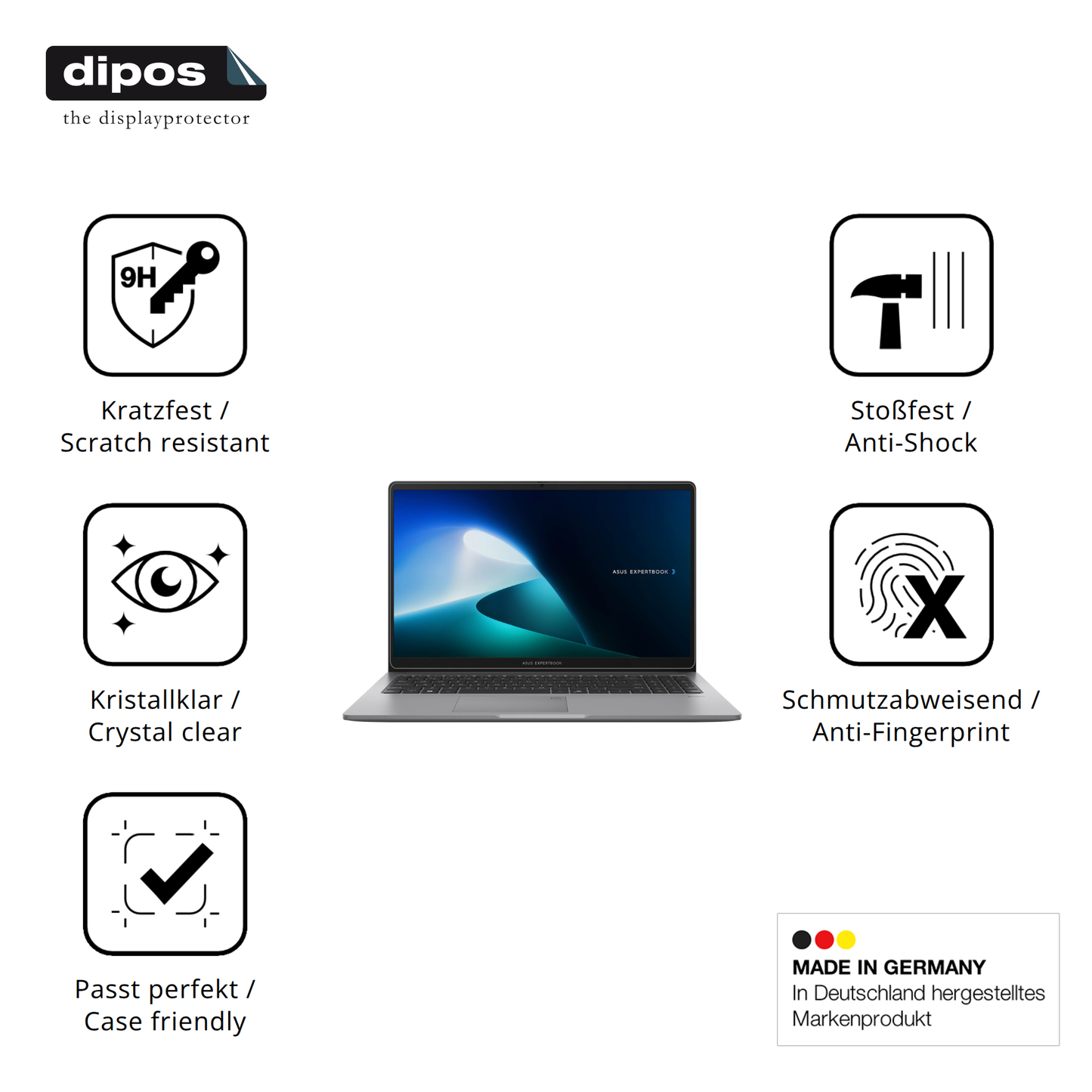 Displayschutz hergestellt in Deutschland, höchste Qualität made in Germany