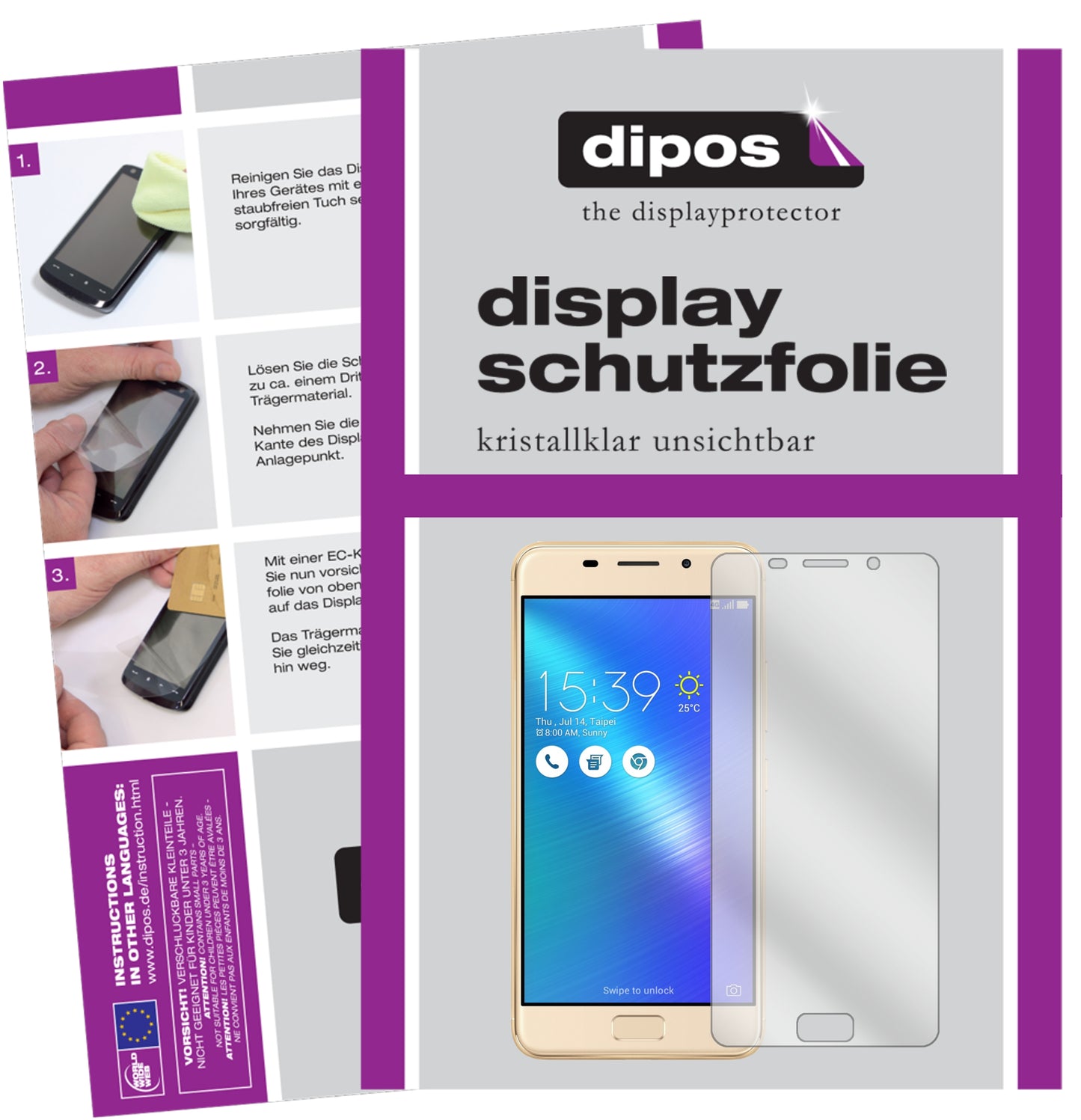 Kristallklare, dünne Schutzfolie: Kratzfest & passgenau für Asus-Zenfone 3S Max