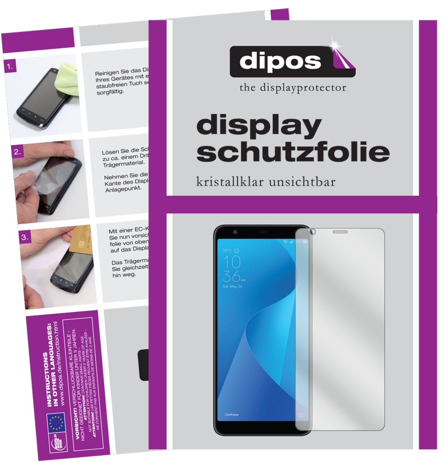 Kristallklare, dünne Schutzfolie: Kratzfest & passgenau für Asus-ZenFone Max Plus M1 (ZB570TL)