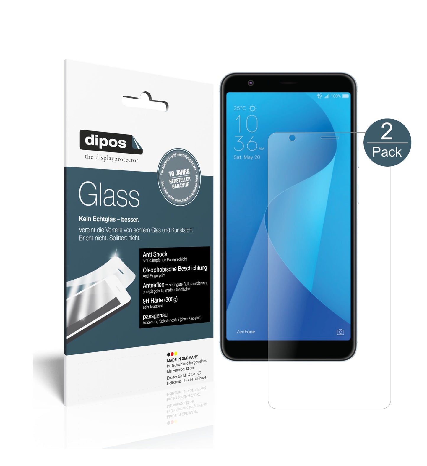 Mattes Panzerglas: Schutz vor Brüchen, Fingerabdrücken und Bildschirmblendung für Asus-ZenFone Max Plus M1 (ZB570TL)