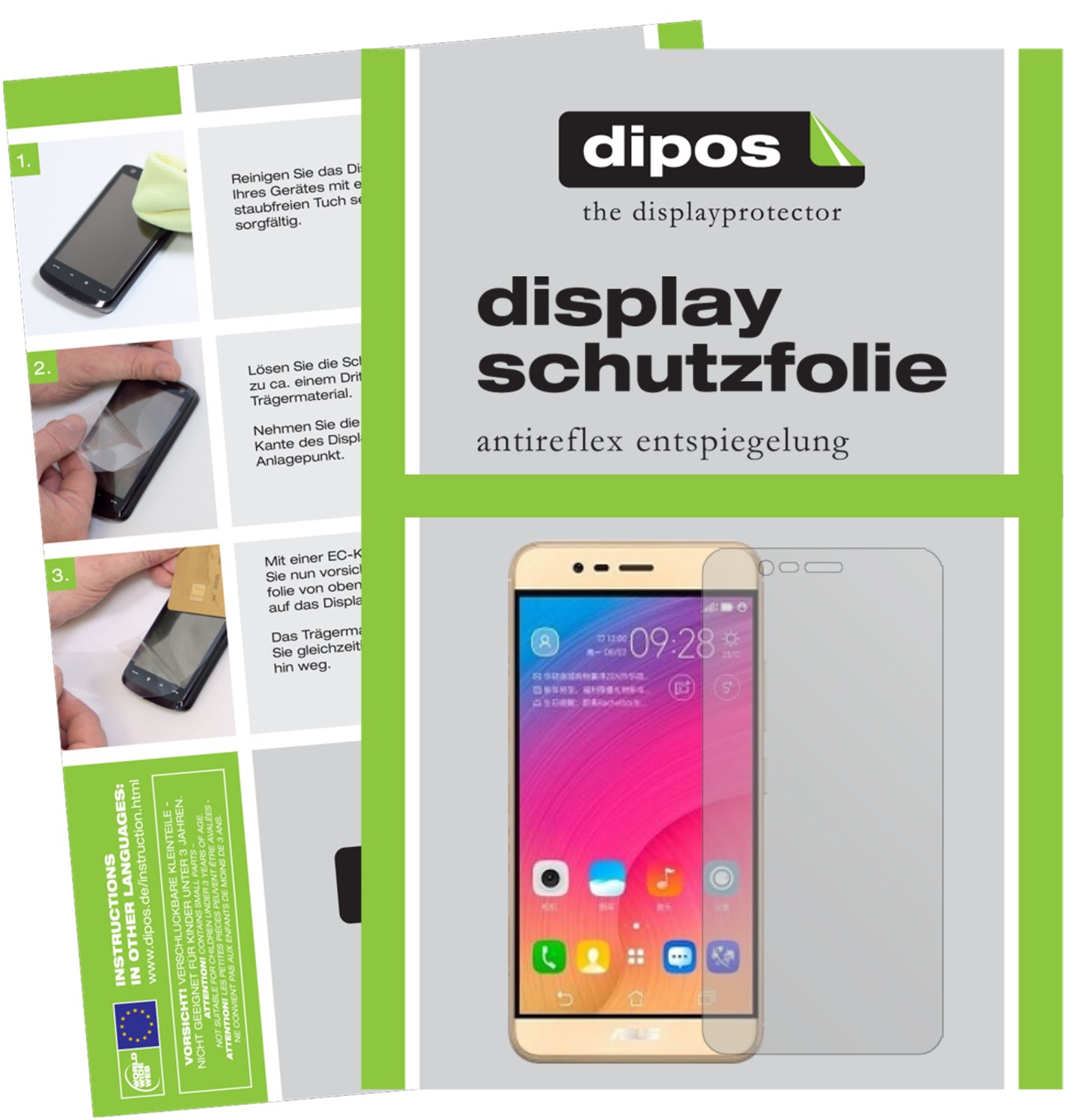 Mattes Panzerglas: Entspiegelte, dünne Folie, Fingerabdruckresistenz und Bildschirmschutz für Asus-ZenFone Pegasus 3s